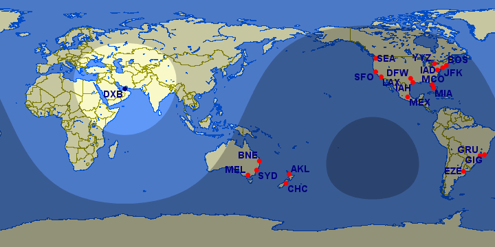 Distancia de 9 mil milhas de dubai