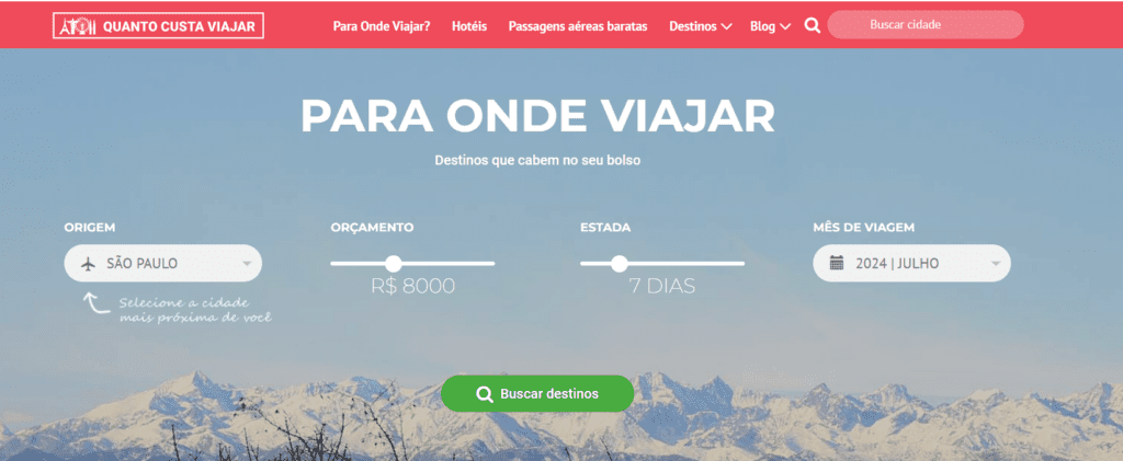 Conheça o site Quanto Custa Viajar que ajuda você a planejar sua viagem de acordo com o seu orçamento