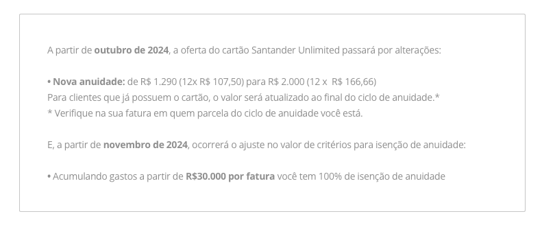 alterações santander unlimited