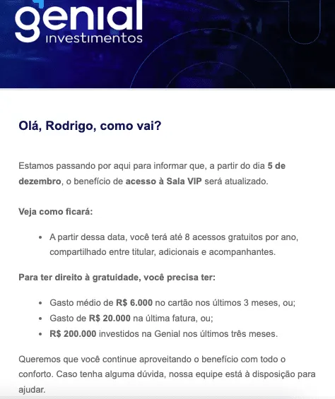 Genial Investimentos - sala vip