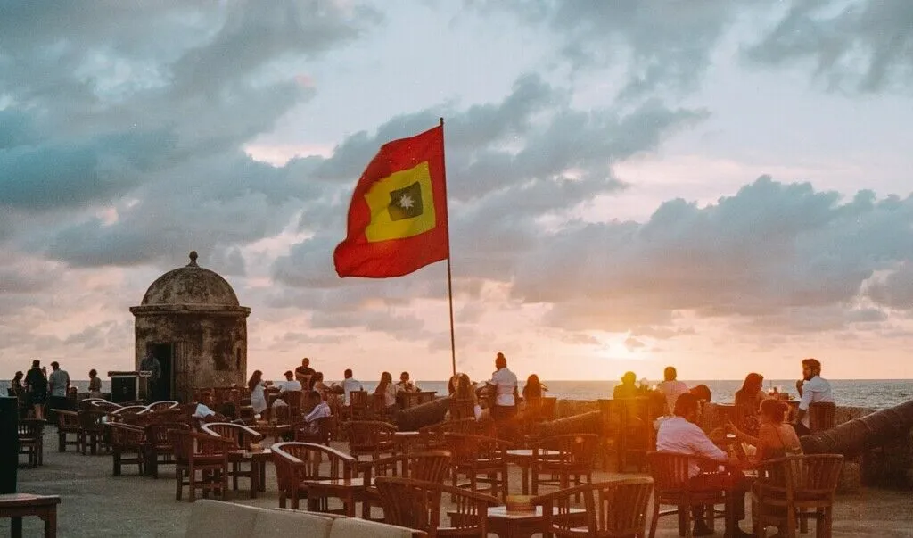 nuvem, céu, outdoor, móveis, bandeira, pessoas, cadeira, pôr-do-sol