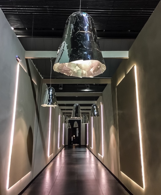 interno, Luminária de teto, parede, teto, aço, arte