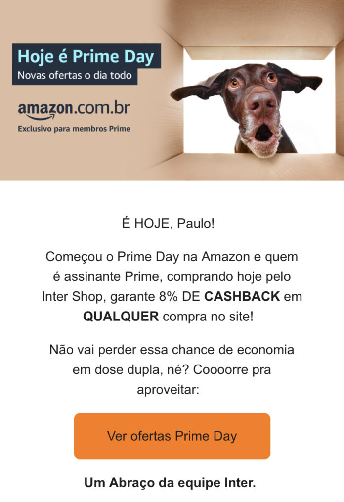 Banco Inter e Amazon oferecem 8 de cashback no Amazon Prime Day