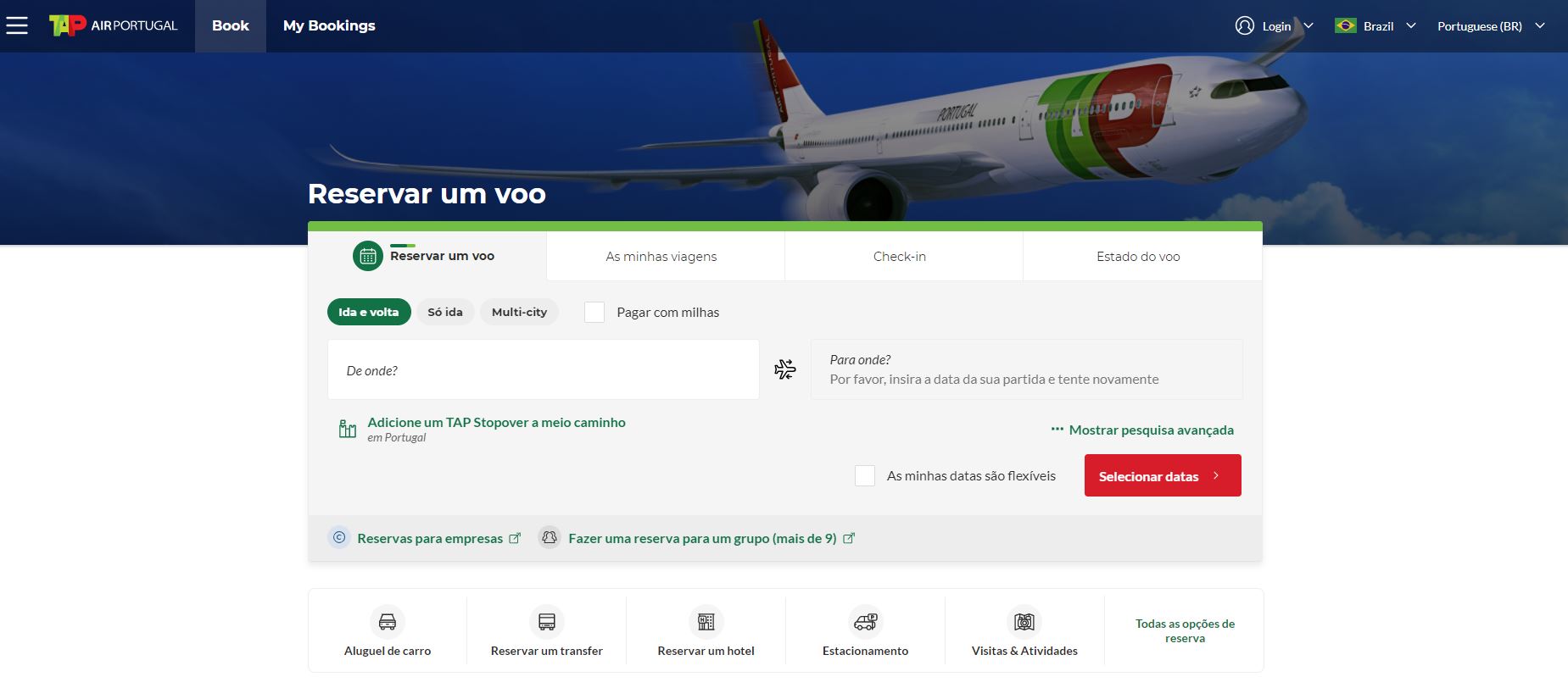 Novidade! Site da TAP reformulado e mais fácil para reservar voos