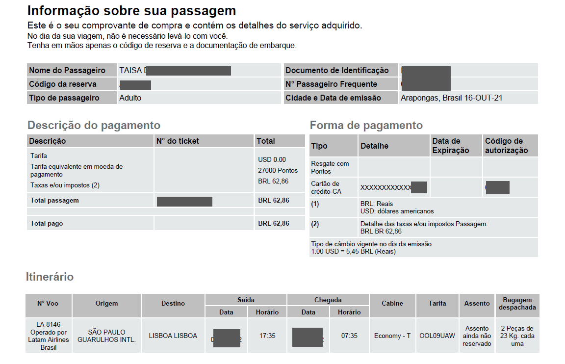 Compartilhando emissões: Viagem para Lisboa por apenas 27 mil pontos o trecho em classe econômica