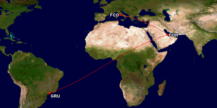 Compartilhando Emissões: Viagem em classe executiva de Roma para o Brasil com a Qatar Airways