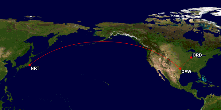 Compartilhando Emissões: Tóquio para Chicago voando American Airlines