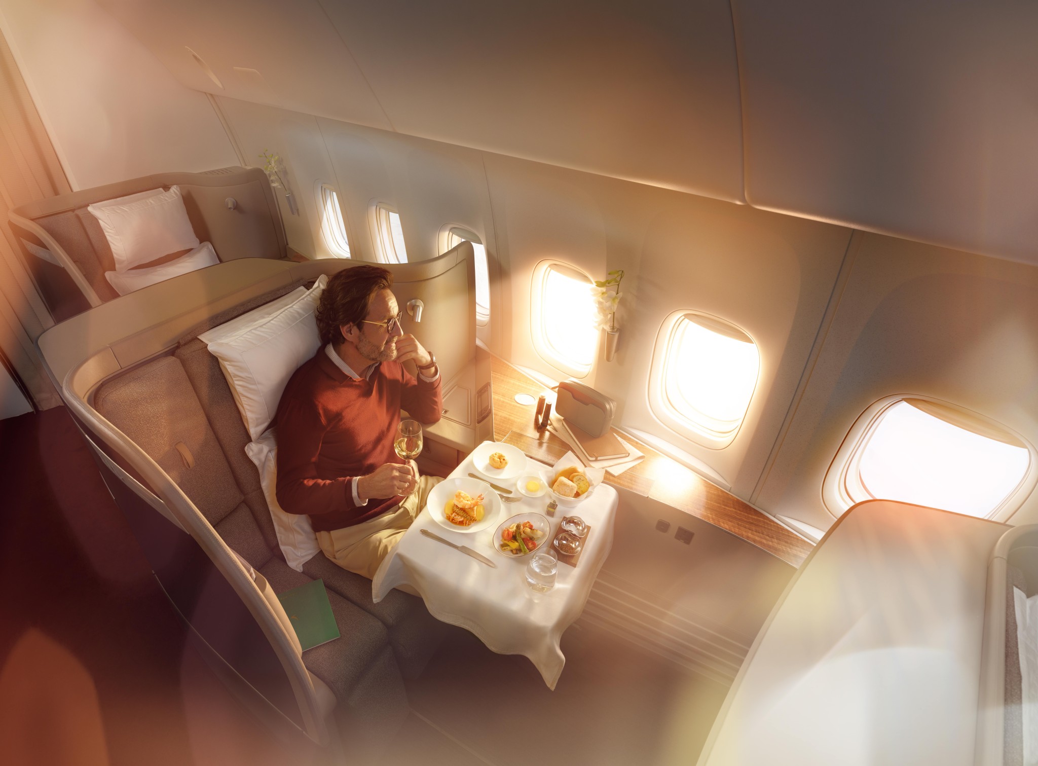 primeira classe cathay pacific jantar