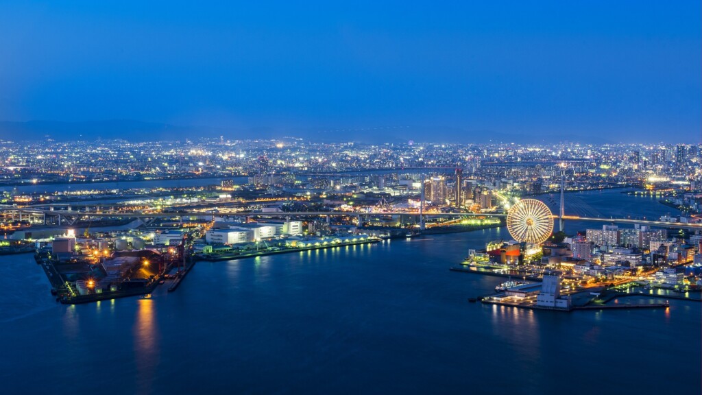 água, outdoor, noite, céu, construção, navio, horizonte, Fotografia aérea, paisagem urbana, porto, barco, cidade, paisagem, luz