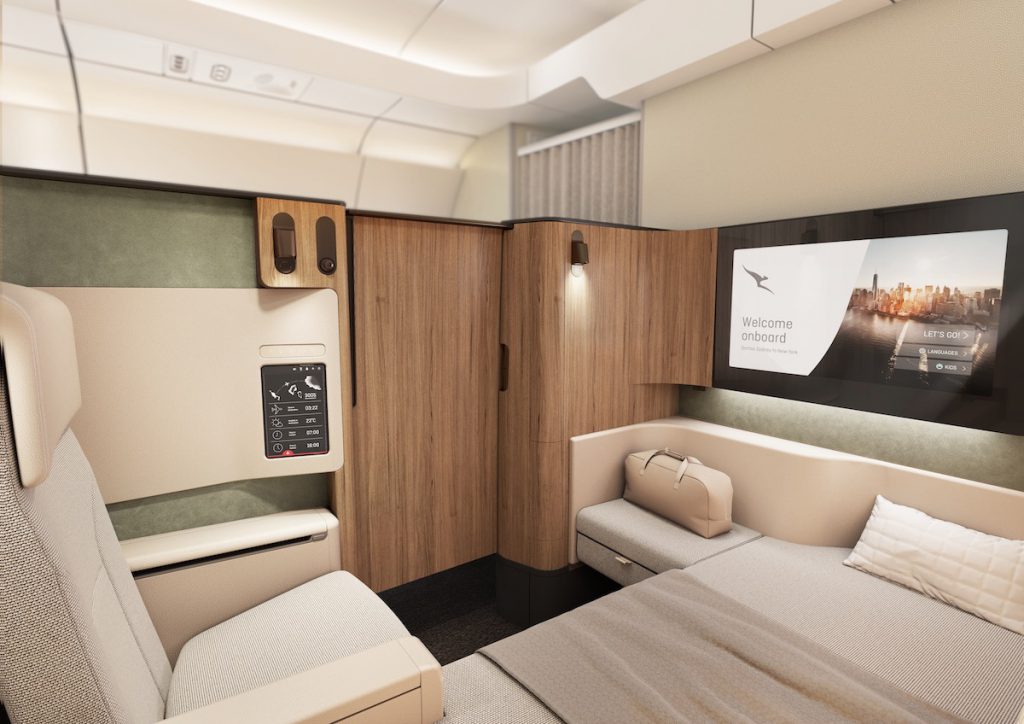 Qantas apresenta novas cabines de primeira classe e executiva de seus Airbus A350