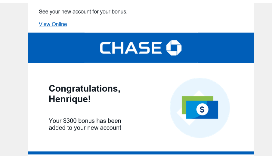 Saiba como eu ganhei 300 dólares do Banco Chase