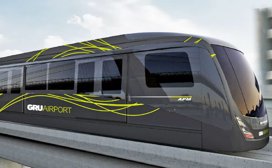 Chega o primeiro trem do Aeromóvel que ligará o Aeroporto de Guarulhos à malha da CPTM