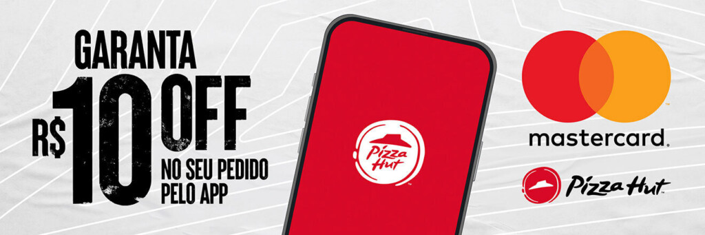 Desconto exclusivo de R$10 em todos os produtos disponíveis na Pizza Hut através do nosso aplicativo oficial.