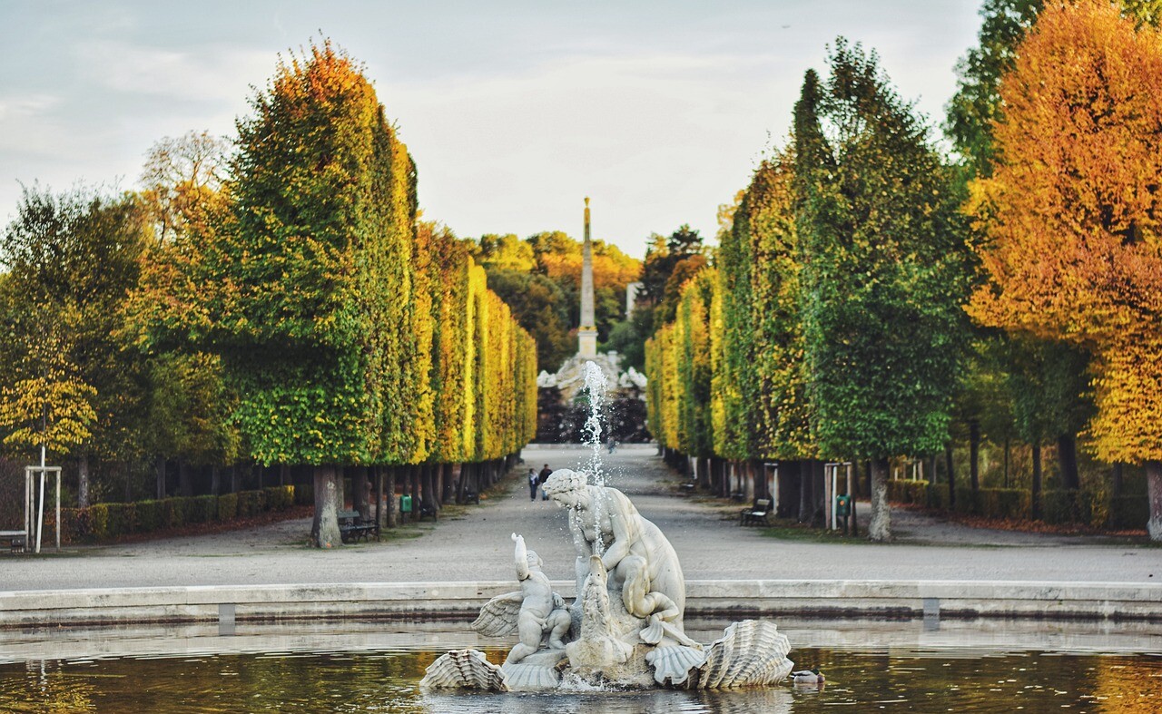 outdoor, árvore, nuvem, céu, estátua, outono, água, planta, escultura, fonte, térreo