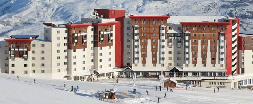 outdoor, neve, construção, montanha, inverno, resort, casa
