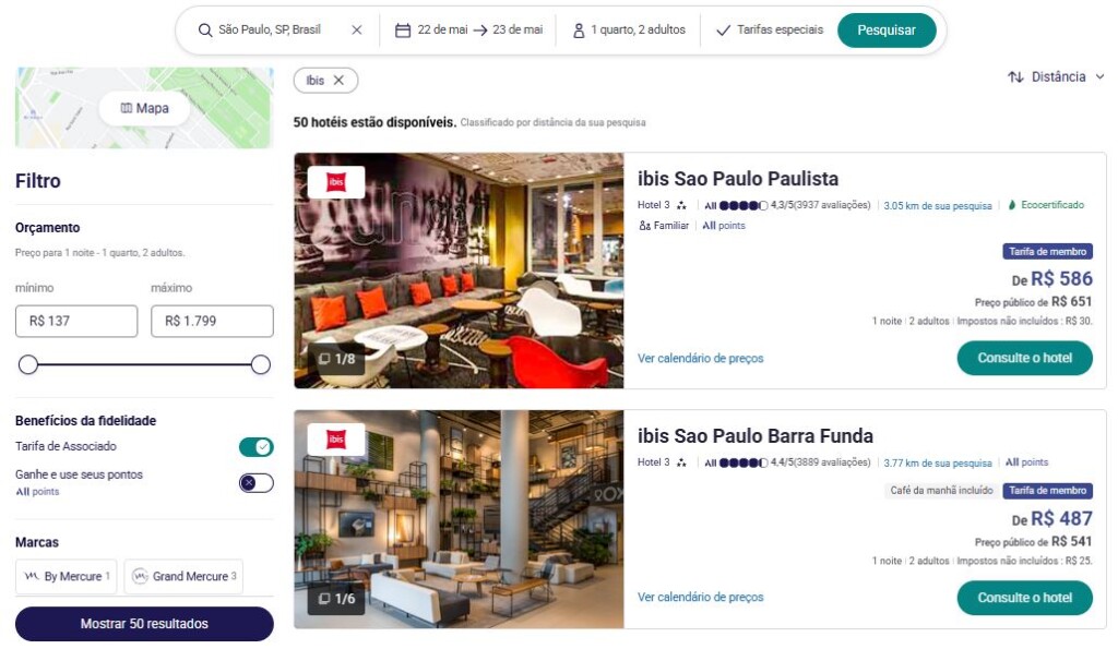 ibis tarifa de associado all