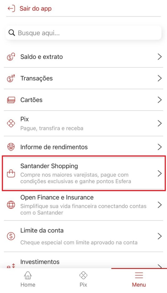 santander shopping
