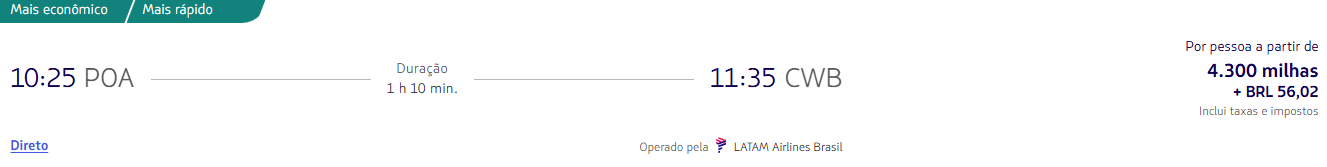 Trechos nacionais a partir de 3.617 milhas LATAM Pass