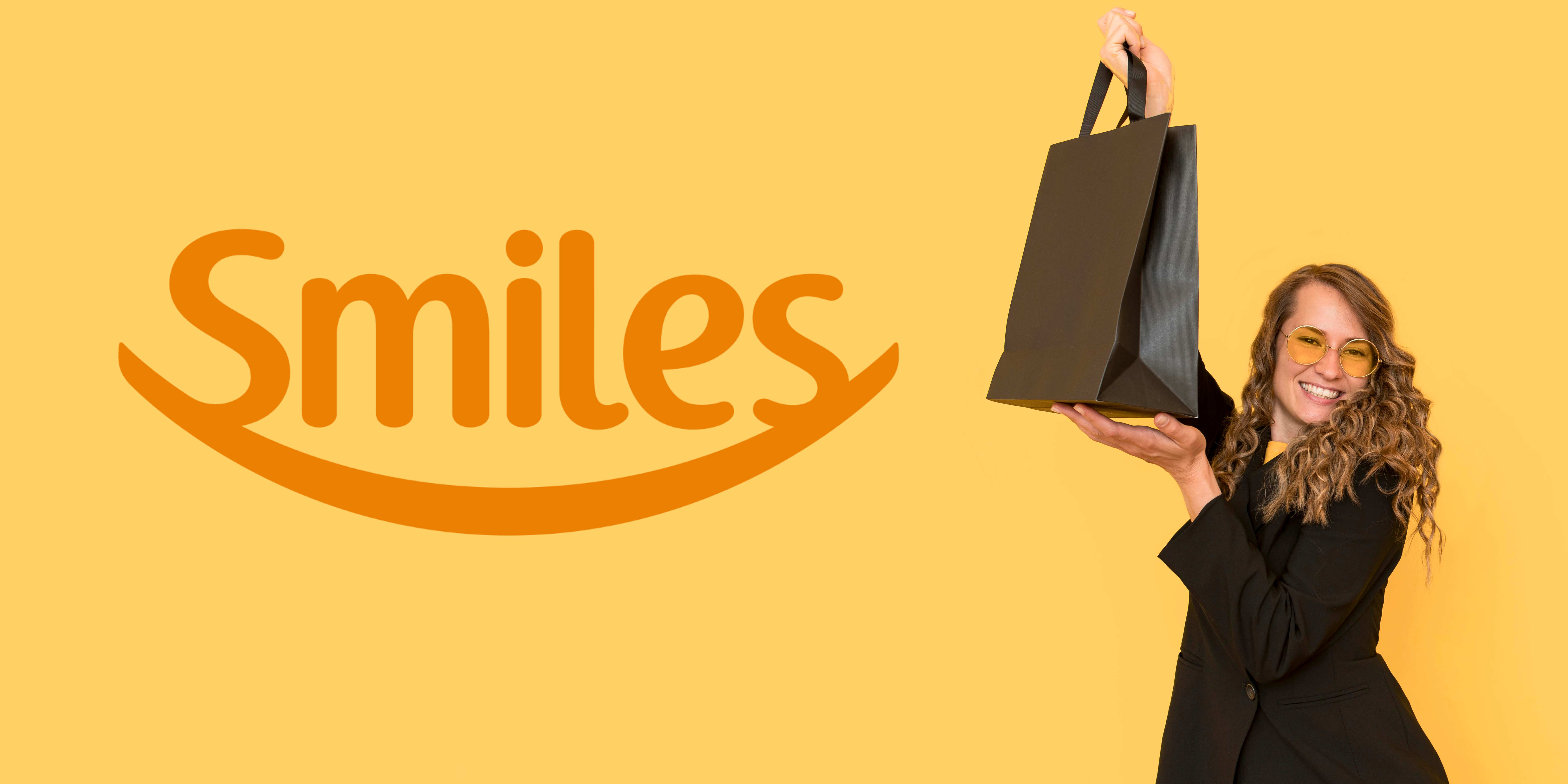 smiles compras fundo amarelo