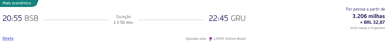 Trechos pelo Brasil a partir de 3.206 milhas LATAM Pass