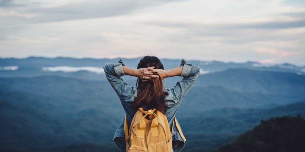 outdoor, céu, pessoa, nuvem, roupas, caminhada, montanha, natureza