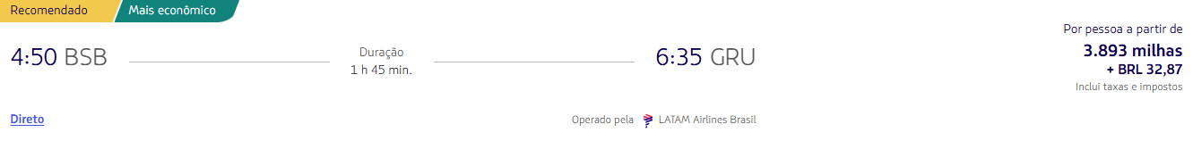 Trechos nacionais a partir de 2.973 milhas LATAM Pass