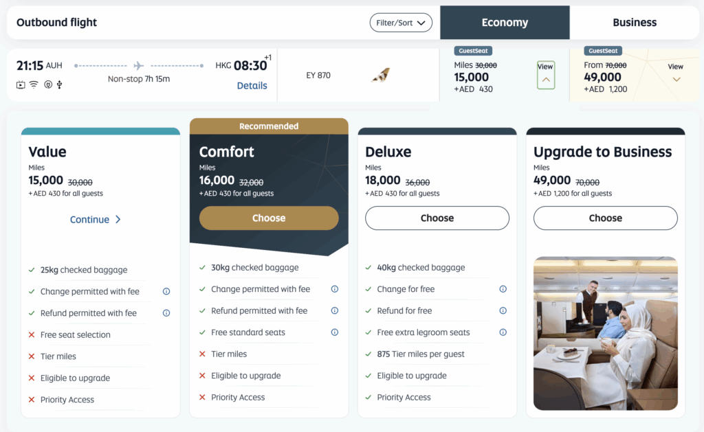etihad desconto resgates milhas