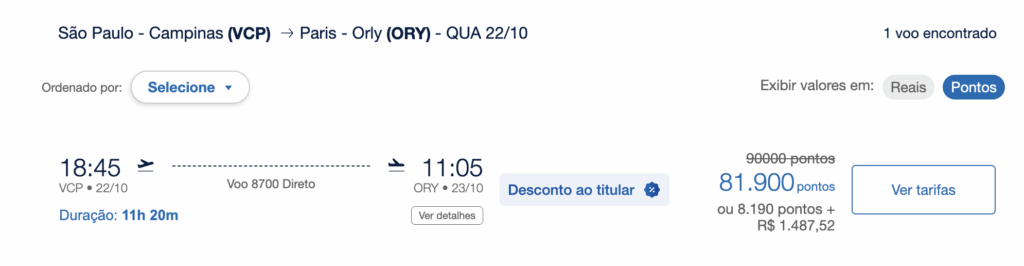 paris pontos azul fidelidade