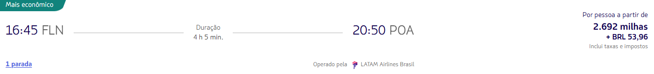 Trechos nacionais a partir de 2.692 milhas LATAM Pass