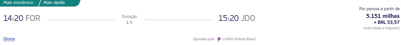 Trechos nacionais a partir de 2.903 milhas LATAM Pass