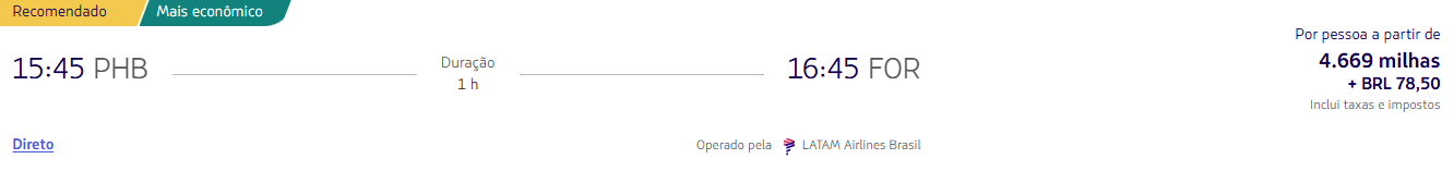 Trechos nacionais a partir de 2.692 milhas LATAM Pass