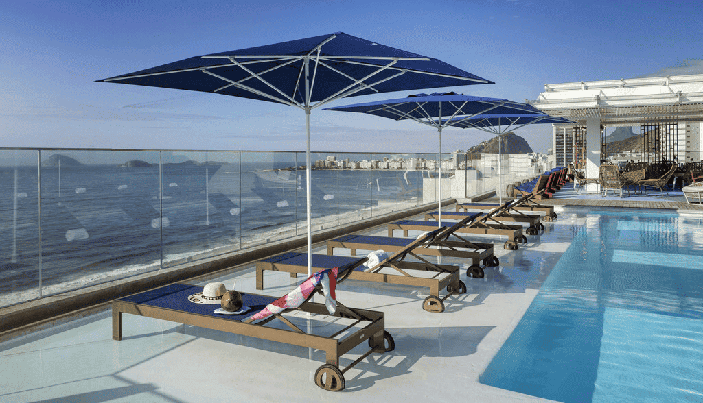 piscina, céu, construção, guarda-chuva, Espreguiçadeira, resort, outdoor, deque, água, azul, térreo, piso