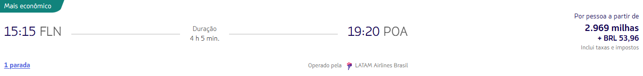 Trechos nacionais a partir de 2.969 milhas LATAM Pass
