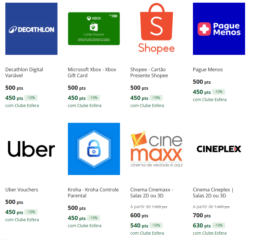 Vale compras pontos esfera