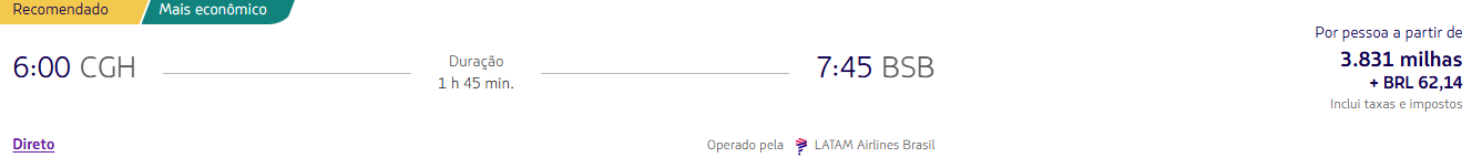 Trechos pelo Brasil a partir de 3.831 milhas LATAM Pass