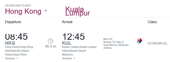 Compartilhando Emissões: Hong Kong para Kuala Lumpur voando Malaysia com Avios