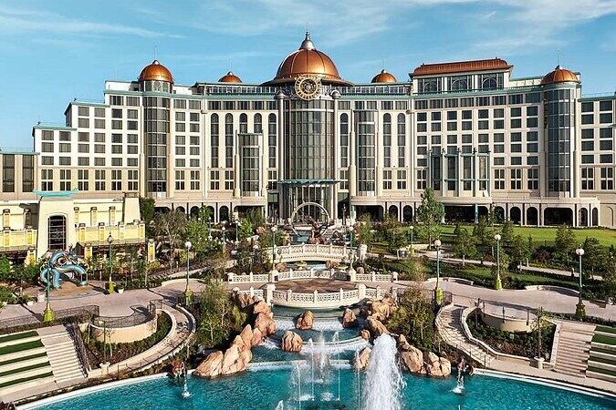 outdoor, céu, construção, piscina, fonte, árvore, Estância termal, hotel, Cidade resort, resort, Construção de uso misto, água, cidade