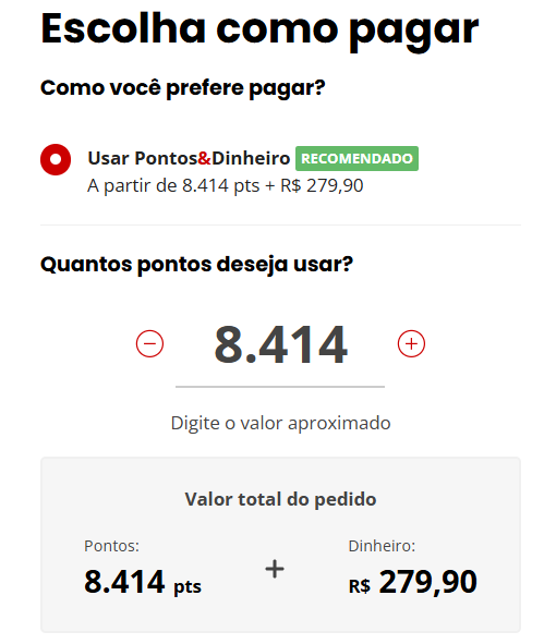 pontos + dinheiro hotel esfera 4