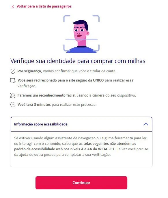 reconhecimento facil latam pass