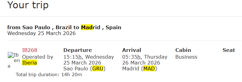 Compartilhando Emissões: Guarulhos para Madri para Guarulhos com avios do Club Iberia Plus